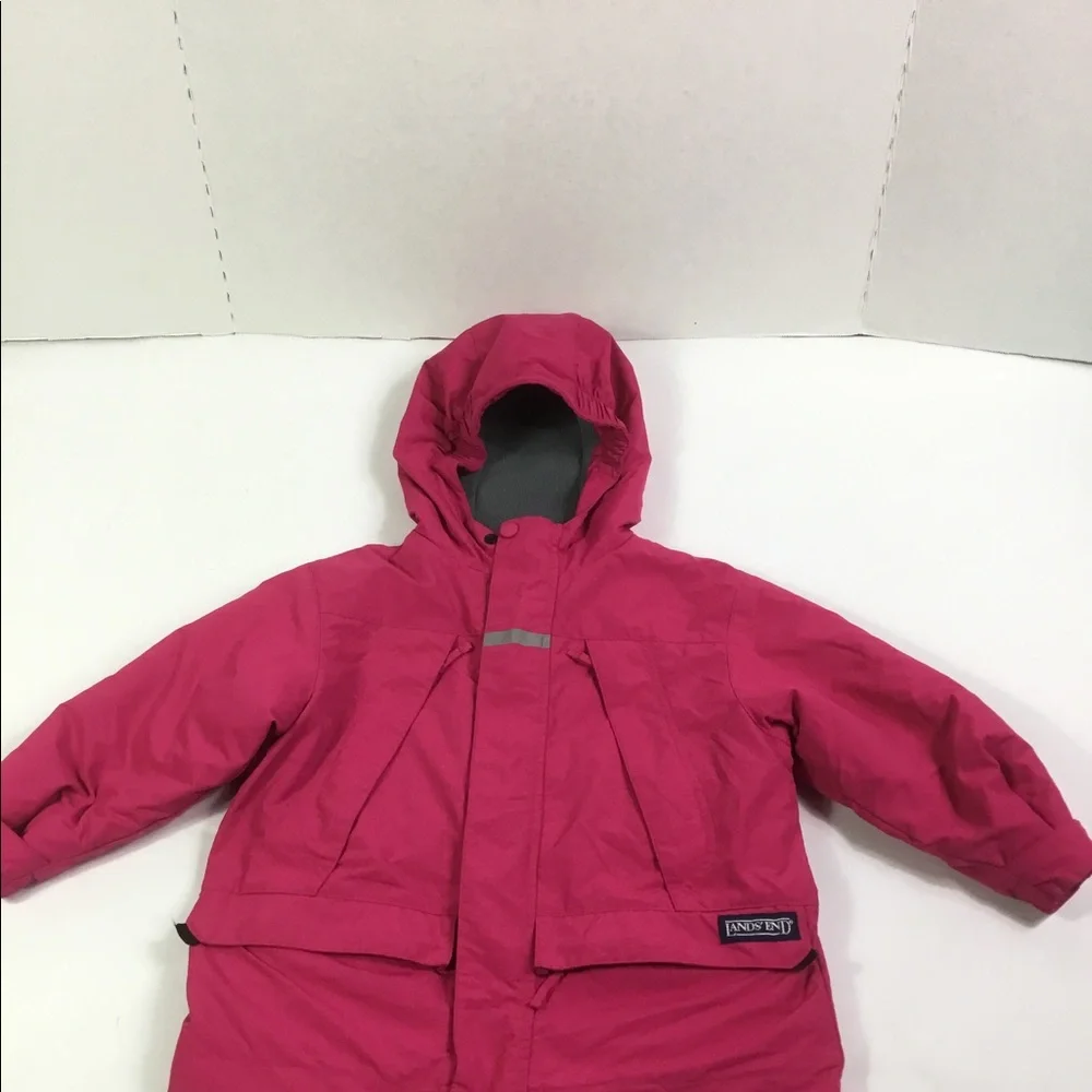Lands End kids Coat Pink Size S zip up ‎ snap